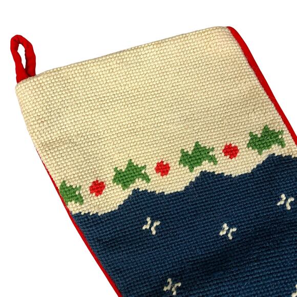 Imperial Elegance Christmas Stocking Snowman Rudolph Velvet Needlepoint Vintage - Picture 2 of 12